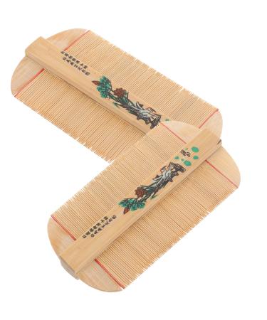 POPETPOP 2 pi ces Peigne Dents Fines Bambou Dense Anti-pellicules pour Soin Du Chevelu et Massage Du Chevelu