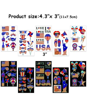 4th of July Glow in the Dark Temporary Tattoos - 90+ Patriotic Designs for Independence Day Celebration - Buy Online on GoSupps.com