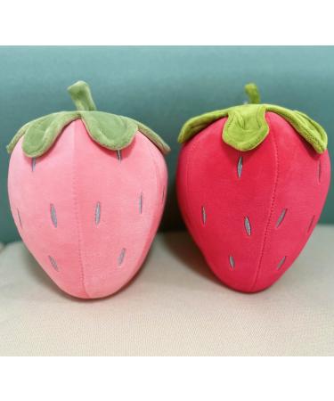 Luckbanjie 2pcs Strawberry Plush Toy Set Cute Fruit Kids Pillow Stuffed Strawberry Plush Pillows for Girls Home Decor (Red+Pink 7.8Inch)