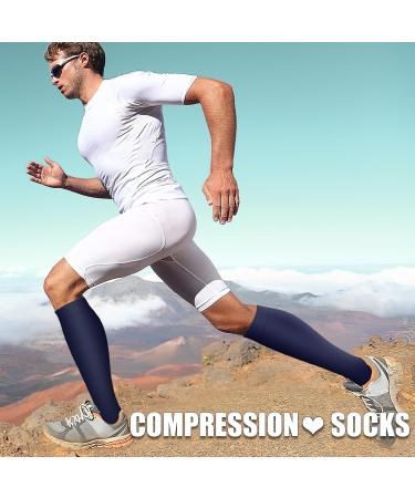 Shop Laite Lifting Compression Stockings for Men & Women Best for Running Athletics CrossFit & Air Travel | 3 Pairs - Black Gray Navy | S-M - Buy Online on GoSupps.com