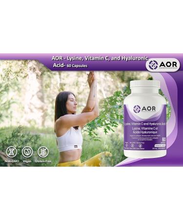 AOR - Lysine Vitamin C and Hyaluronic Acid 60 Capsules - Support Collagen Development Bone Health Healthy Cartilage Joint Health Skin Health Strengthens Tendon and Ligament Supplement - Buy Online on GoSupps.com