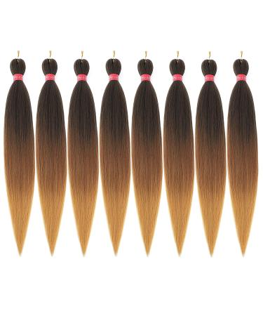 FAYETA Ombre Pre Stretched Braiding Hair 28''-8 packs Silky Color Blend Braid Hair Extensions 100% Kanekalon Synthetic Crochet Hair Braids Yaki Texture Hair Braiding (28''-pack of 8 1b/30/27) 28 Inch (Pack of 8) 1b/3...