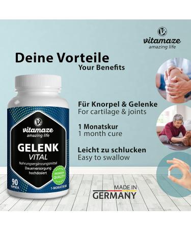 Joint Vitality Capsules - High Dose Glucosamine Chondroitin Hyaluronic Acid & MSM - 90 Natural Supplements Made in Germany - Buy Online on GoSupps.com