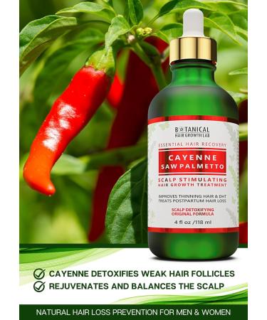 Botanical Hair Growth Treatment | Cayenne & Saw Palmetto Oil | Anti-Thinning Pre-Shampoo for Women & Men - 4 Fl Oz - Buy Online on GoSupps.com