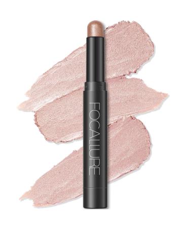 FOCALLURE Shimmer and Matte Cream Eyeshadow Stick Smooth Brilliant Eye Brightener Pencil High Pigment Eye Highlighter Pen for Women Long Lasting Waterproof Eye Shadow and Liners Makeup (PINK FIRE)