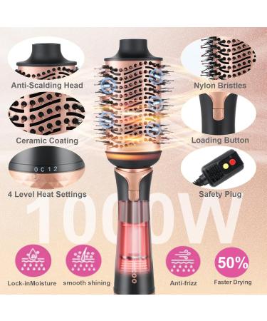 Buy 5-in-1 Blow Dryer Brush - Versatile Ceramic Titanium Hot Air Brush for Drying Straightening Curling & Voluming - Perfect for Women - Black Gold - Buy Online on GoSupps.com