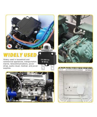 5A Thermal Circuit Breaker | 125-250V AC & 50V DC | Manual Reset with Waterproof Cap | Quick Connect Terminals | International Shipping Available - Buy Online on GoSupps.com