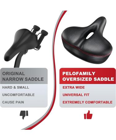 PeloFamily Wide Bike Seat for Peloton Bike & Bike Plus | Padded Bicycle Seat Cushion for Comfort | Replacement Saddle for Women & Men | Accessory for Most Bikes - 10.5 Wide - Buy Online on GoSupps.com
