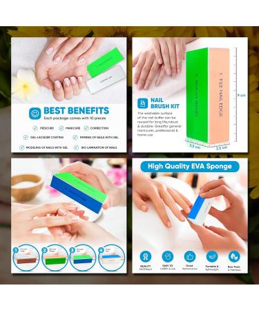 Nail Files Nail Buffer Blocks 10 Great Nail Buffer Prep for Nail Glitter & Gel Nail Art Nail Buffer Block for Natural Nails Professional Nail File Buffer Block Nail Set UK Company 4 Way Buffing Block - Buy Online on GoSupps.com