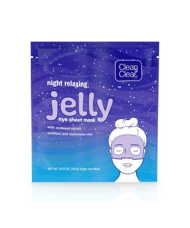 Clean & Clear Night Relaxing and Hydrating Jelly Eye Hydrogel Mask with Seaweed Extract Non-Comedogenic & Alcohol-Free 0.63 oz 1 Count(Pack of 12)
