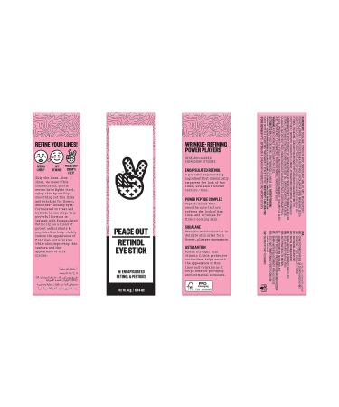 Peace Out Skincare Retinol Eye Stick - Daily Under Eye Serum Balm, Reduces Fine Lines, Wrinkles, Dark Circles - with Peptides and Astaxanthin - 0.14 oz - Buy Online on GoSupps.com