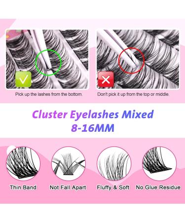DIY Wispy Cluster Lashes Kit - Individual Lashes for Natural Look - Self Application at Home - C-Cluster Lashes Kit 8-16MM - Buy Online on GoSupps.com