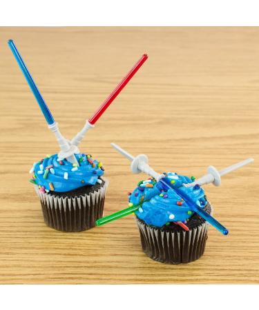 Star Wars Light Sabre Cupcake Toppers Set - 12 Pack, 4 inches Tall - Ideal for Children's Birthday Parties, Fan Shows, and Movie Nights - Buy Online on GoSupps.com