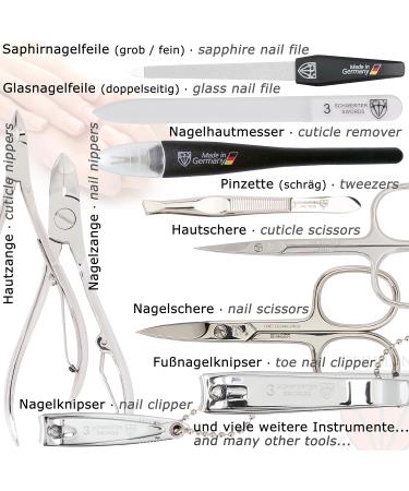 Buy Three Swords 16 pcs Manicure Pedicure Set 'Cinisello' | High-Quality Synthetic Leather Nail Case | Brown | Complete Hand & Foot Care Kit - Buy Online on GoSupps.com