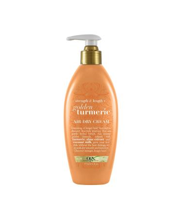 OGX Strength & Length + Golden Turmeric Anti-Frizz Air Dry Hair Cream with Coconut Milk to Nourish Hair  Leave-In Moisturizing Hair Treatment to Smooth Frizzy Hair  6 oz Air Dry Cream