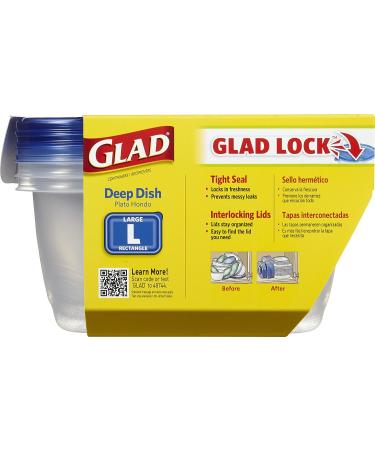 GladWare Deep Dish Food Storage Containers - 64 oz (3 Count) | Glad Lock Tight Seal, Large Rectangle Food Containers for Meal Prep - Buy Online on GoSupps.com