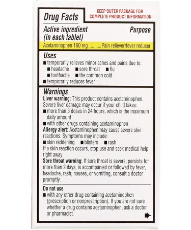 Rite Aid Children's Pain Relief Acetaminophen 160mg - 24 ct | Bubble Gum Flavor Kids Pain Reliever | Ages 2-11 | Chewable Tablets - Buy Online on GoSupps.com