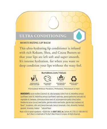 Burt's Bees Lip Balm for Valentine's Day Gifts Moisturizing Lip Care 100% Natural Origin Ultra Conditioning with Shea Cocoa & Kokum Butter (4 Pack) Ultra Conditioning 4 Count (Pack of 1) - Buy Online on GoSupps.com