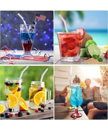 Reusable Glass Straw Clear Glass Straws with Flowers Reusable Straws for Smoothies and Normal Liquid Drinks 6 Bent Straw with 2 Cleaner Brush Flowers Straws - Buy Online on GoSupps.com