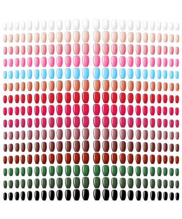 360 pieces of medium press on nails full cover fake nails ballerina coffin false nails to stick on monochrome artificial plastic nails for women girls nail decor (bright colors)