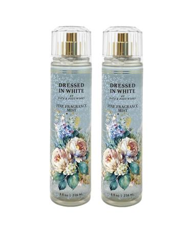 Bath and Body Work DRESSED IN WHITE 2 Pack Fine Fragrance Mist Bundle - 8 fl oz / 236 mL each