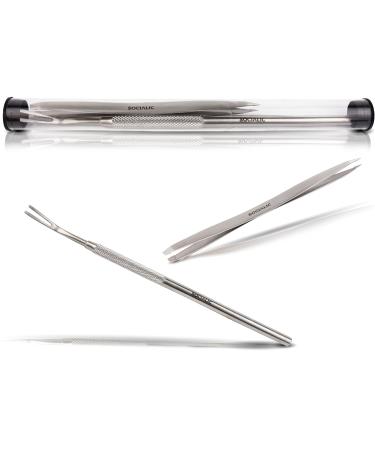 Socialic Tick Pliers + Double Tick Tweezers Set - stainless steel Tick Remover | tick removal kit for humans dogs and cats tweezer set