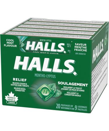 Halls Mentho-Lyptus Cool Mint - 9 Count Singles (Pack of 20) | International Shipping Available - Buy Online on GoSupps.com