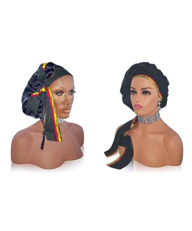 Silk Feel 2X Layer Satin Bonnet with Tie Band for Black Women - Small 1-black-1 - Buy Online on GoSupps.com