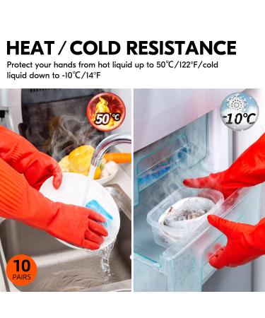 VGO RB2143 Reusable Long Sleeve Rubber Cleaning Gloves - 10 Pairs for Kitchen Dishwashing Painting and Pet Care - Green & Red - Buy Online on GoSupps.com