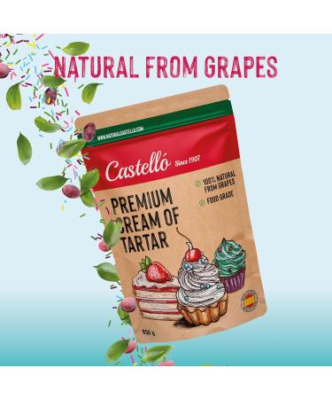 Cream of Tartar - 100% Natural - Premium Food Grade - Natural Baking Powder Substitute - Gluten Free - Phosphate Free - Keto and Paleo - GMO Free - Castello since 1907-850 g - Buy Online on GoSupps.com