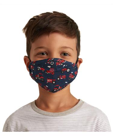 Hatley unisex-child Double Layer Face Mask with Ear Elastic 1 count (Pack of 1) Red Farm Tractors