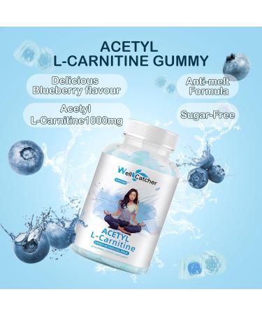Acetyl L-Carnitine Gummies 1000 MG - Vegan Sugar-Free Supplement for Muscle Endurance Brain Health & Energy - Blueberry Flavor - 60 Count - Buy Online on GoSupps.com