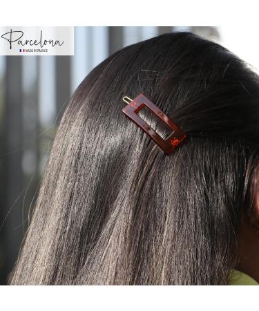 Parcelona French Rectangle Cut Out Brown Small Celluloid Acetate No Slip Grip Hair Clip Set - 2 Pack | Made in France - Buy Online on GoSupps.com