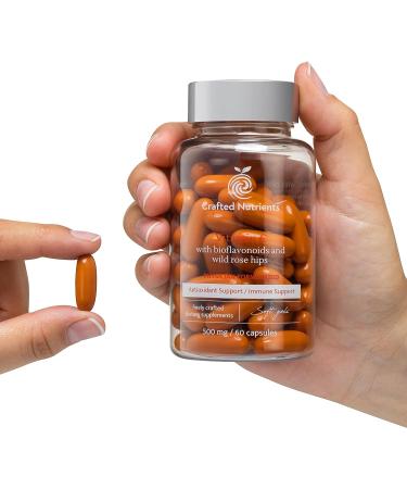 Crafted Nutrients Vitamin C 1000mg with Bioflavonoids & Wild Rose Hips - 60 Softgels | High Potency Antioxidant & Immune Support - Buy Online on GoSupps.com
