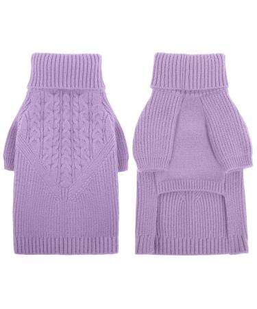 Cit toile of classic knitted dog sweaters with turtleneck soft and warm dog sweater for cold weather inner and outer knitting vests for small medium-sized dogs purple M medium purple-1
