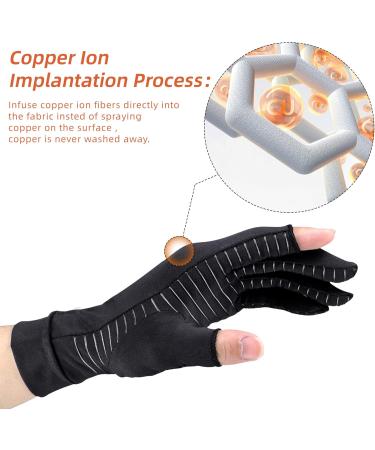 Compression Arthritis Gloves - Fingerless Touch Screen Copper Gloves for Carpal Tunnel Tendonitis & Hand Pain Relief - Unisex Small Support - Buy Online on GoSupps.com