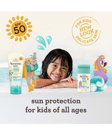 Aveeno Kids Zinc Oxide Mineral Sunscreen Stick SPF 50, 1.5 oz | Water-Resistant Face & Body Sunscreen for Sensitive Skin - Buy Online on GoSupps.com