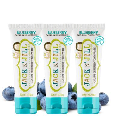 Jack N' Jill Kids Natural Toothpaste Fluoride Free Toothpaste Helps Soothe Gums and Fight Tooth Decay Toothpaste for Baby Toddler and Children 6 Months Plus Blueberry Flavour 3 x 50g Blueberry 50 g (Pack of 3)