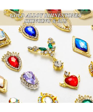 84 Pieces 3D Nail Charms Gold Heart Drop Rhinestones Art for Acrylic Nails - Colorful Crystals and Big Gems - DIY Nail Decorations for Women and Girls - 42 Styles (Bright Style) - Buy Online on GoSupps.com