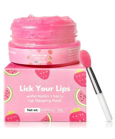 Lick Your Lips Berry Lip Sleeping Mask   Overnight Lip Mask to Hydrate and Rejuvenate Dry Cracked Lips   Natural Anti-Aging Korean Lip Care Lip Moisturizer with Collagen for Plump  Soft  Luscious Lips (20g)