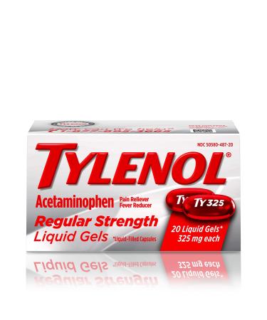 Tylenol Regular Strength Liquid Gels with 325 mg Acetaminophen Pain Reliever Fever Reducer ct White 20 Count
