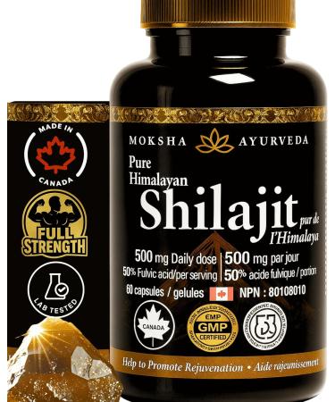 Natural Testosterone Support Energy Detox Vitality Full Strength Shilajit Ultra Gold + 60 Lab Tested Purified Capsules |The Clean Resin Upgrade|Himalayan 500mg 50% Fulvic Acid Moksha Ayurveda - Buy Online on GoSupps.com