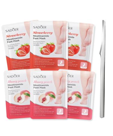 6 paires Masque Pieds Exfoliant Masque Pied Peeling Masques Peeling Exfoliant Pieds Masques Pour Les Pied Secs Et Crevass s Soin Des Pied Fraise-P che