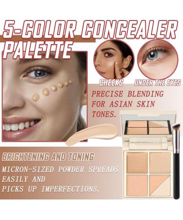 5 Color Correcting Concealer Palette - Waterproof Long Lasting Cream Contour for Women | Liquid Foundation Makeup with Brush - Buy Online on GoSupps.com