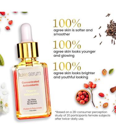 Luxe Beauty Organic Astaxanthin Serum - Powerful Antioxidant & Anti-Aging Face Serum with Rosehip Clove & Raspberry Seed Oils - Shop Internationally - Buy Online on GoSupps.com