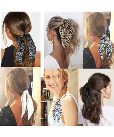 Funlovin 2-in-1 Scrunchies Scarf Hair Ribbon Ties - 6pcs Vintage Ponytail Scarves Scrunchie Set for Women - Buy Online on GoSupps.com