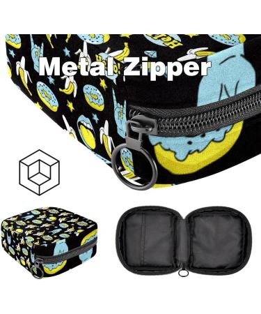 Buy Stylish Menstruation Pad Bag with Zipper | Women s Tampon Collection Bag - Doodle Funny Donuts & Rock Stars Pattern - Buy Online on GoSupps.com