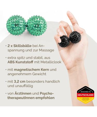 2x DBT Skills Hedgehog Ball | Magnetic High Stress Acupressure Ball for Stress Relief Massage and Enhanced Mobility - Green 32mm - Buy Online on GoSupps.com