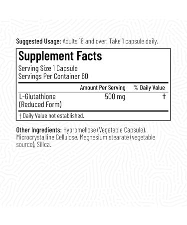 Arcwell Glutathione (Reduced) 500 mg - 60 Vegetable Capsules - Supports Immune System | Potent Intracellular Antioxidant - Buy Online on GoSupps.com