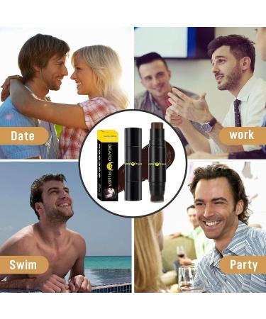 Beard Pencil Filler - Beard Enhancer Double End Stick Long Lasting Waterproof Beard Pen Fill Shape & Define Your Beard Dobooo Dark Brown - Buy Online on GoSupps.com